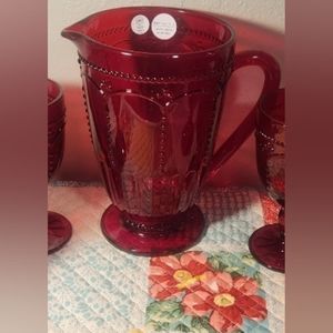 Princess House ❤Marbella Ruby Glass Pitcher New in box! 📦